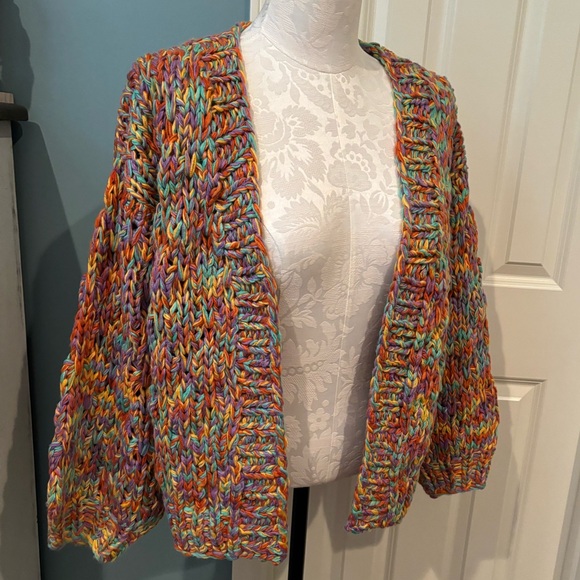 Rainbow Chunky Knit Cardigan Sweater - Picture 4 of 8